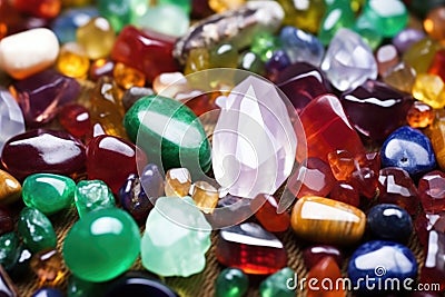 close shot of a pile of gemstones and beads Stock Photo
