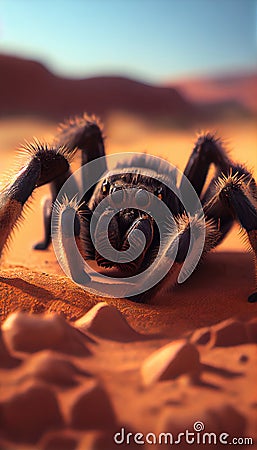 A Close-Shot of a Tarantula Spider AI Generative Stock Photo