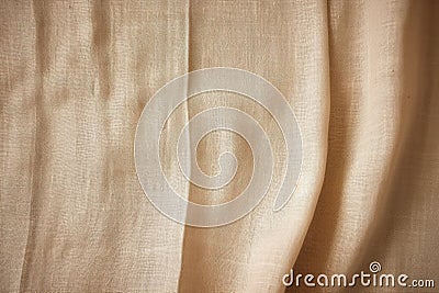 a close shot of unbleached linen textile Stock Photo