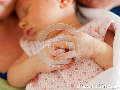 Close of small hands Stock Photo