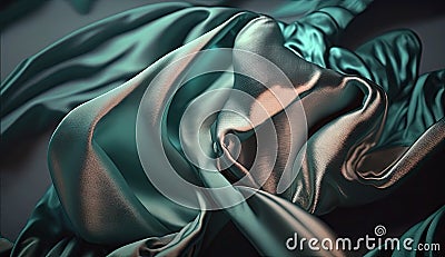 Close up of abstract rippled silk background for mock up and banner, smooth and soft fabric, minimal style scene, elegant waves Stock Photo