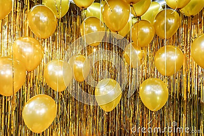 Close up and abstract of vintage gold balloons for background and texture - used in background for party celebration Stock Photo