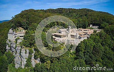 close-up aerial view of the sanctuary of la verna in tuscany Stock Photo