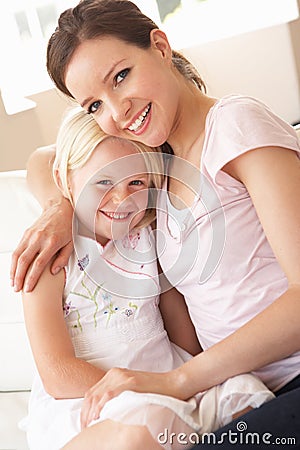 Close Up Of Affectionate Mother And Daughter At Ho Stock Photo
