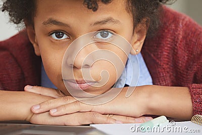 Boy tired of study Stock Photo