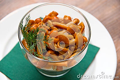 Close up of agaric honey dish Stock Photo