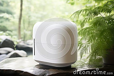 close-up of air purifier with stream of clean, fresh air flowing out Stock Photo