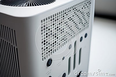 close-up of air purifier, with visible air being filtered Stock Photo
