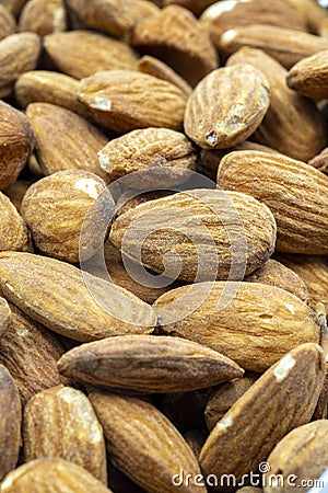 Close-up Almond. food background. Vertical view Stock Photo