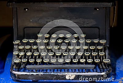 Close up of alphabet keys on a vintage manual typewriter. Stock Photo