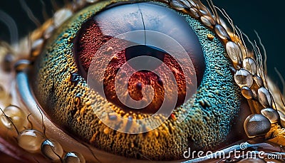 Close up animal eye reflects underwater beauty generated by AI Stock Photo