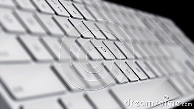 Close-up animation of white buttons of keyboard. Computer keyboard, animation Stock Photo