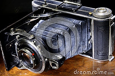 Close up of antique bellows camera Stock Photo