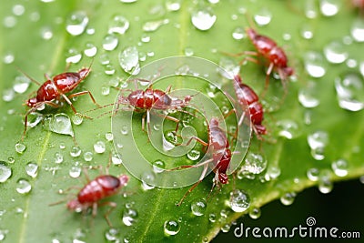 close-up of aphids on a leaf, damaging the plant Stock Photo