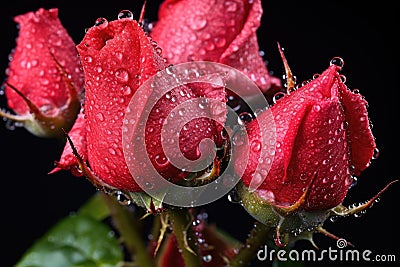 close-up of aphids on a rose stem Stock Photo