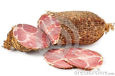 Close-up of Appetizing piece smoked pork neck â€‹i Stock Photo