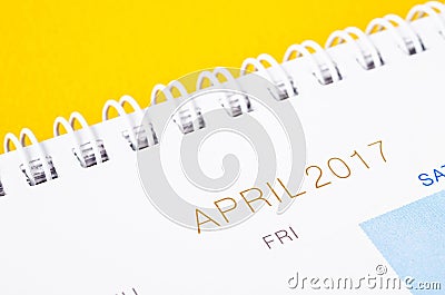 Close Up April 2017 calendar page. Stock Photo