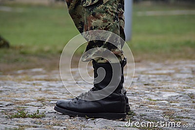 Close-up army boots Stock Photo