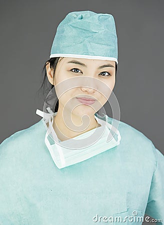 Close up of a Asian female surgeon Stock Photo