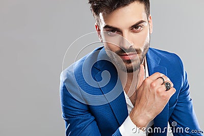 Close up of attractive smart casual man smiling Stock Photo
