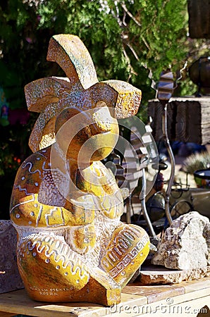 Large Native Stone Ornament in Nevada Cactus Nursery Stock Photo