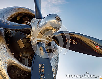 Close up of the B-29 Superfortress engine and propellor Editorial Stock Photo