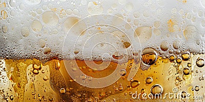 Close up. Background of beer with bubbles in glass. Stock Photo