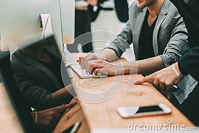 Close up. background image working group sitting at a table Stock Photo