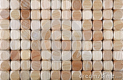 Close up background of wooden dice shaped blocks Stock Photo