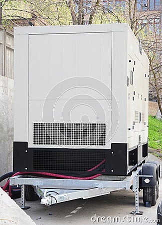 Backup power generator. Standby backup generator installation. Stock Photo