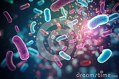 Close-up of bacteria, benign intestinal bacterial cells Stock Photo