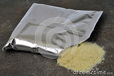 Bag of dehydrated mashed potatoes open Stock Photo