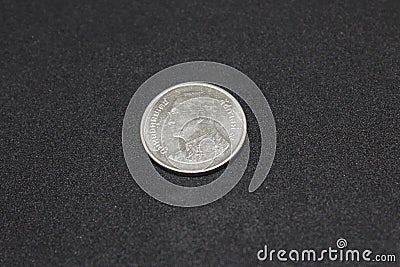 Close-up 1 baht - Thai coins isolated on white background Stock Photo
