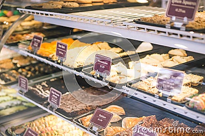 Close up of bakery display case Stock Photo