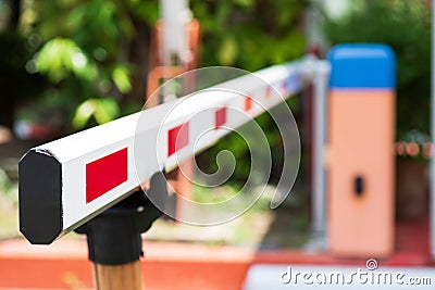 Close up Barrier Gate Automatic system for security. Stock Photo