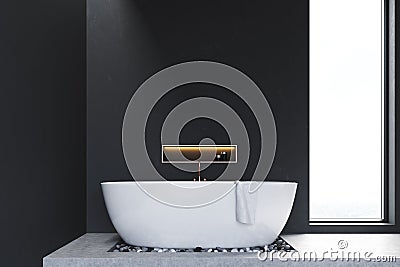 Close up of bathroom with window and stones Stock Photo