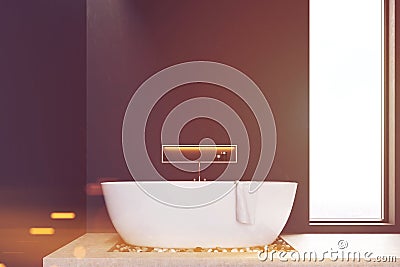 Close up of bathroom with window and stones, toned Stock Photo