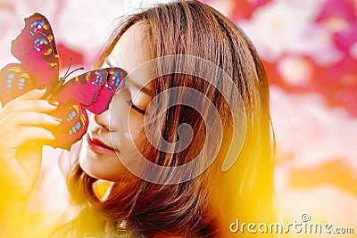 Close up of a beautiful asian girl Stock Photo