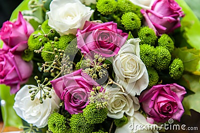 Close up of beautiful bouquet of roses Stock Photo