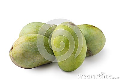 Beautiful delicious green mango isolated on white table background Stock Photo