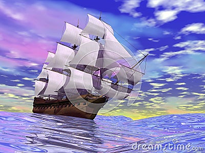 Old merchant ship - 3D render Stock Photo