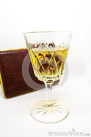 Beautiful and elegant glass of white port isolated on a white background Stock Photo