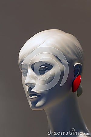 Close-up of a beautiful female plastic mannequin head Stock Photo