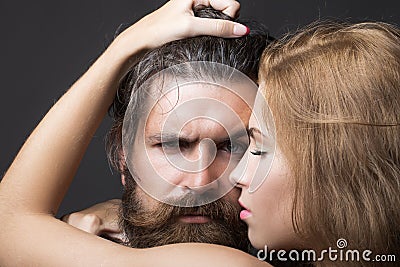 Close-up of beautiful passionate sexy couple kissing. Stock Photo