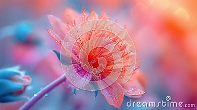 Close-up of a beautiful single flower in soft orange color. Generative AI Stock Photo