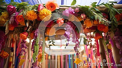 Close-up of a beautifully decorated sukkah Stock Photo