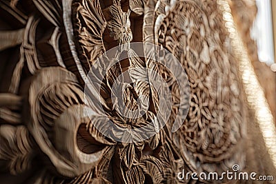 close-up of beautifully detailed material, with light filtering through Stock Photo