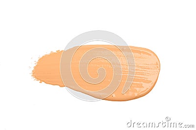 Close up of beauty liquid powder stroke on white background - Image Stock Photo