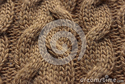 Close up beige knitting pattern Stock Photo