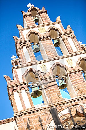 Close up of bells in a church at Emporio village Stock Photo